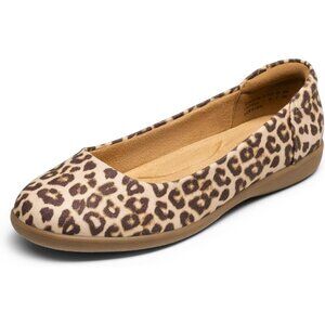 Dream Pairs Women's Leopard Faux Leather Round Toe Slip-on Ballet Flats Shoes